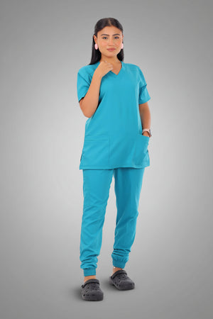 Dark Teal Premium Female Scrub - Sweat Pants, view 2