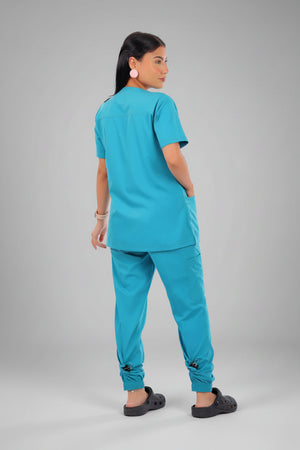 Dark Teal Premium Female Scrub - Sweat Pants, view 3