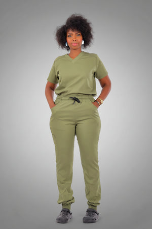 Olive Premium Female Scrub - Sweat Pants, view 4