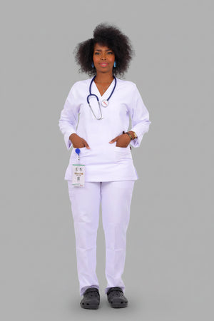 White Classic Scrub L S, view 2