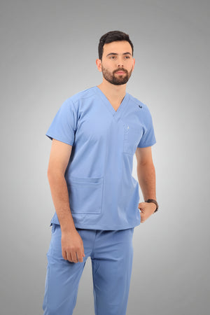 Royal Blue Premium Male Scrub, view 3