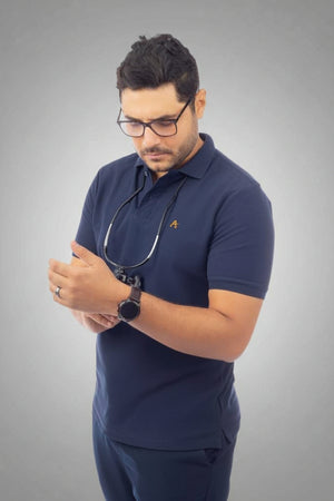 Dark Blue Medical Polo Shirt