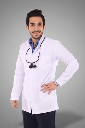 men's royal dental short lab coat