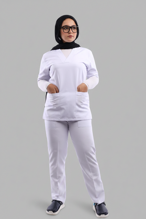 White Classic Scrub L S, view 3