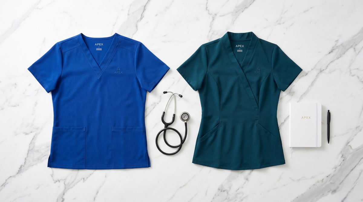 V-Neck vs. Mock Wrap Scrub Tops: A Style &amp; Fit Comparison