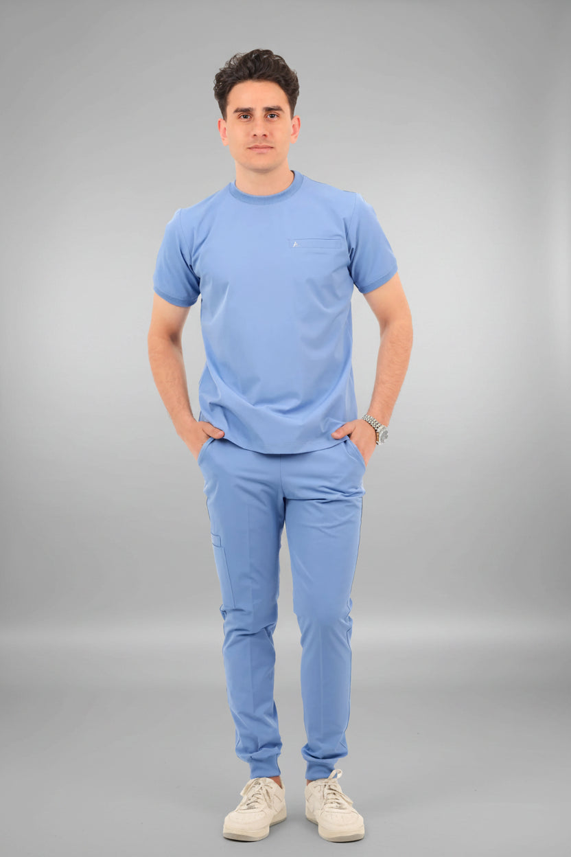 Royal Blue Sportive Medical Scrub With Sweatpants