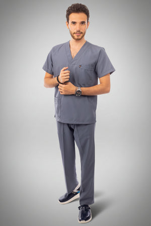classic scrub set dark grey