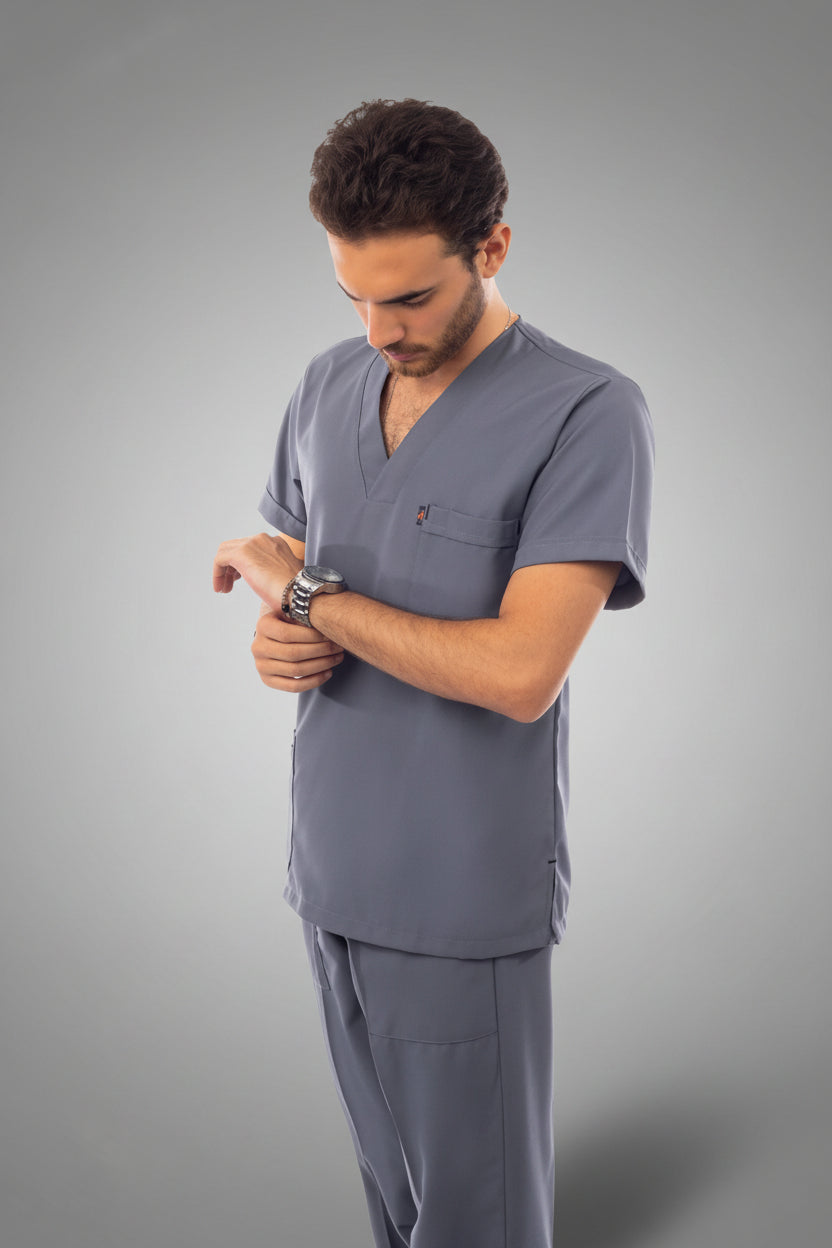 classic scrub set dark grey