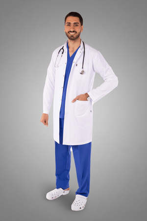 men's royal long lab coat