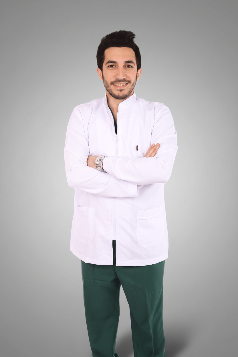 men's royal dental short lab coat