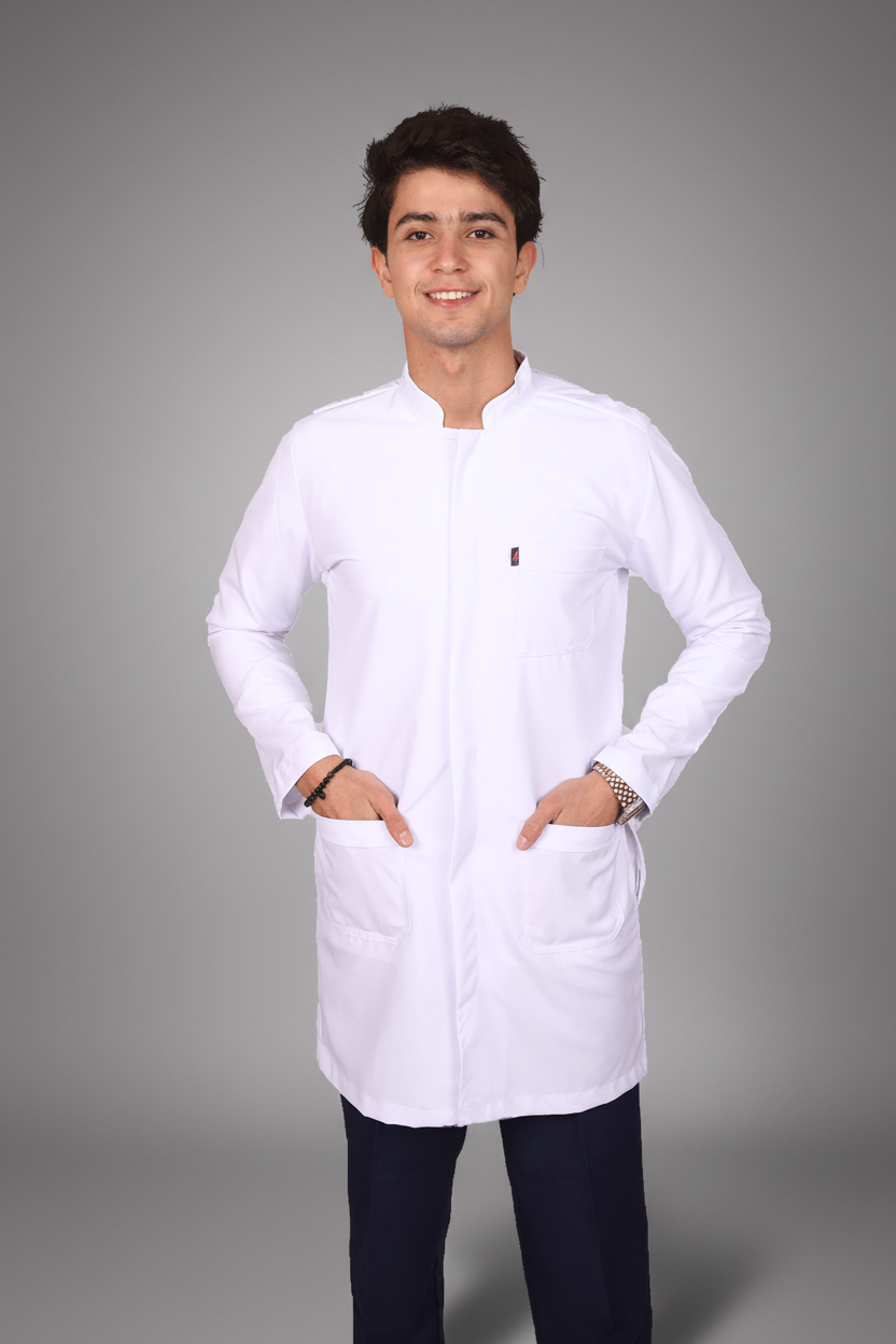men's royal long lab coat
