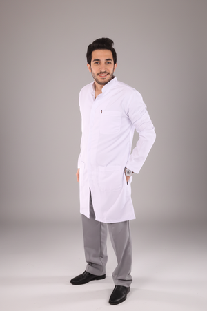 men's royal long lab coat