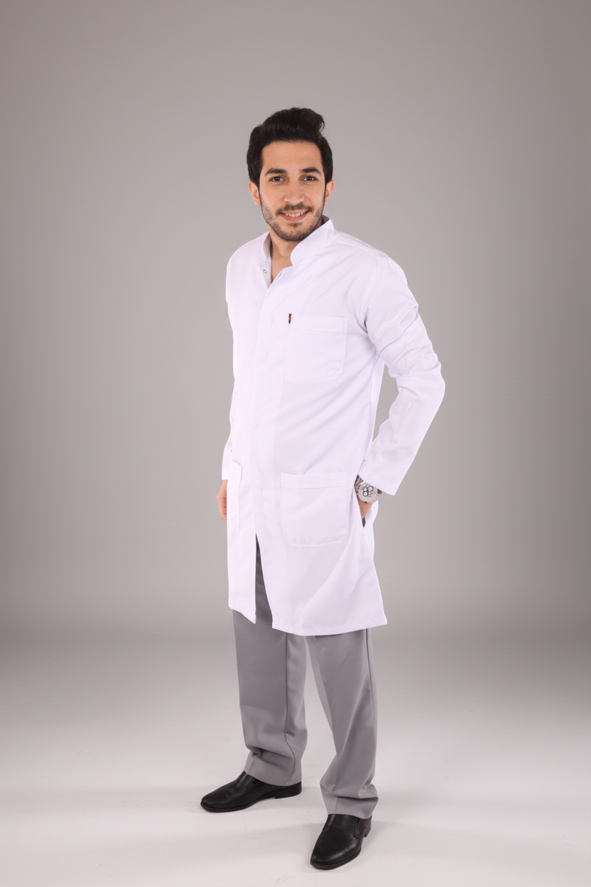 men's royal long lab coat