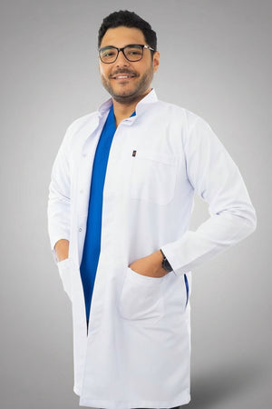 men's royal long lab coat