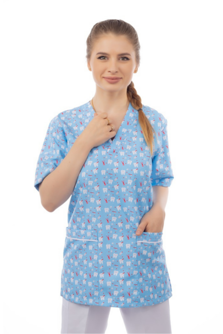 Blue - Tooth Printed Scrub