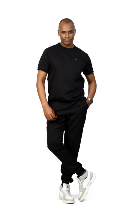Black Sportive Medical Scrub With Sweatpants