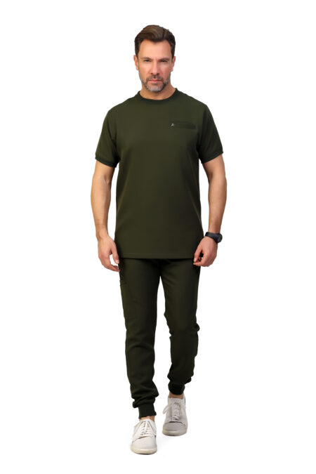 Dark green Sportive Medical Scrub With Sweatpants