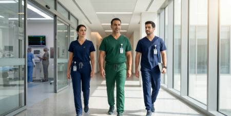 dark green scrubs